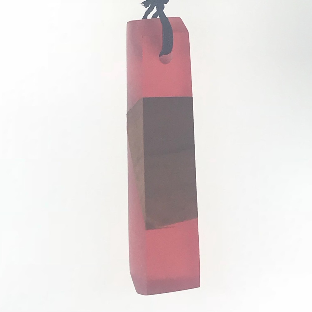 Rose resin and wood 2 1/2 inch pendant